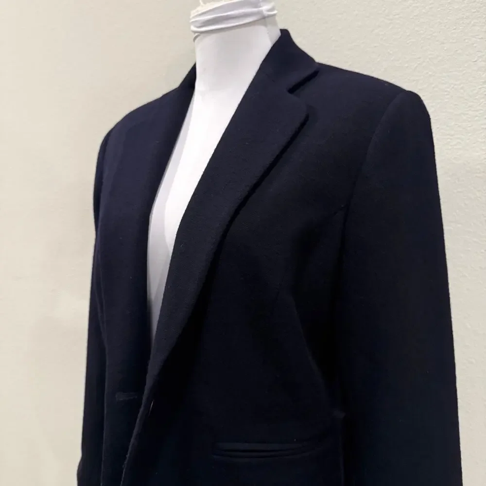 Adolfo Studio Navy Blue Women Wool Blazer Tailored 2p Office Corporate Workwear